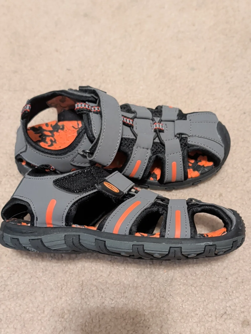 Kids Gray & Orange Sandals